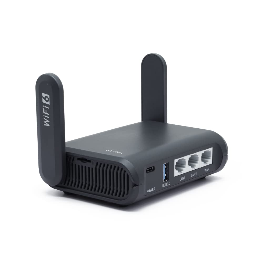 GL.iNet AXT1800 (Slate AX) – Mobiler Wi-Fi 6 Reise-Router mit VPN & Gigabit-Ports – Produktansicht 1