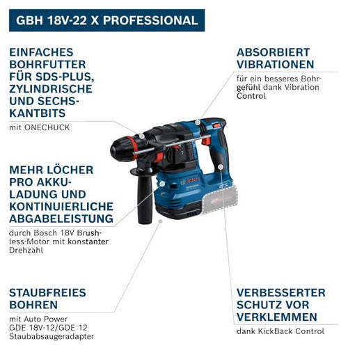 Bosch PRO 18 V System Akku-Bohrhammer GBH 18 V-22 X (inkl. L-BOXX 136) – Produktansicht 2
