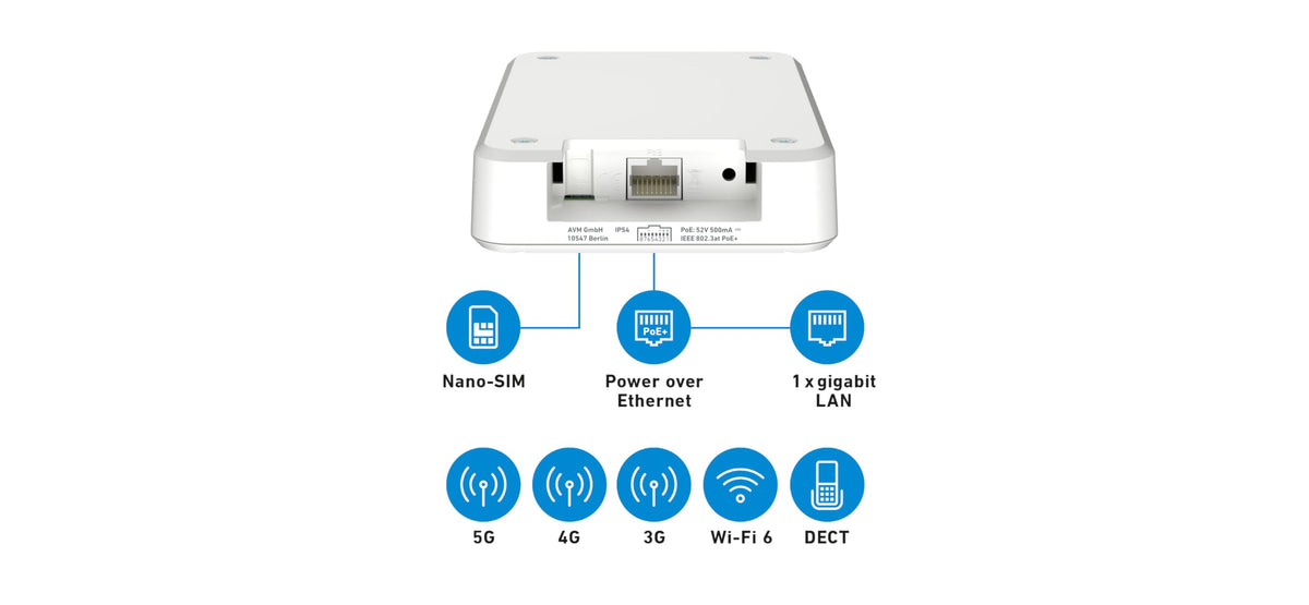 FRITZ! Box 6860 5G Router – WiFi 6 bis zu 3000 MBit/s, PoE+, DECT-Basis – Produktansicht 7