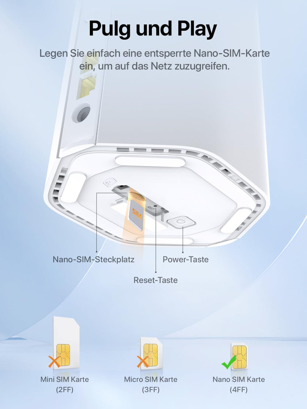 Tenda 5G01 – 5G Wi-Fi 6 Router für Nano-SIM mit Gigabit-Port & Mesh+ – Produktansicht 10