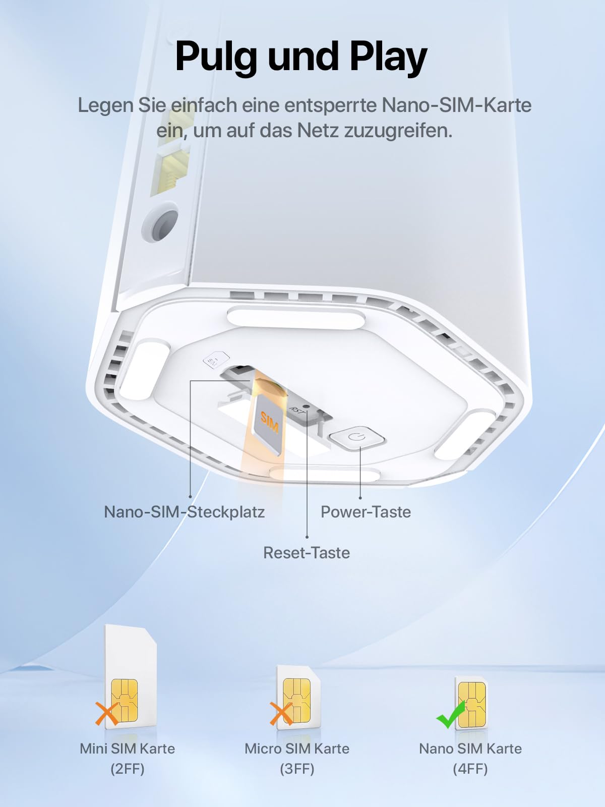 Tenda 5G01 – 5G Wi-Fi 6 Router für Nano-SIM mit Gigabit-Port & Mesh+ – Produktansicht 10