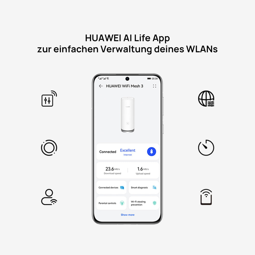 HUAWEI WiFi Mesh 3 – AX3000 WiFi 6 Mesh System, 3er-Pack, bis zu 400 m² Abdeckung – Produktansicht 2