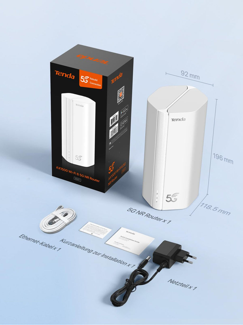 Tenda 5G01 – 5G Wi-Fi 6 Router für Nano-SIM mit Gigabit-Port & Mesh+ – Produktansicht 4