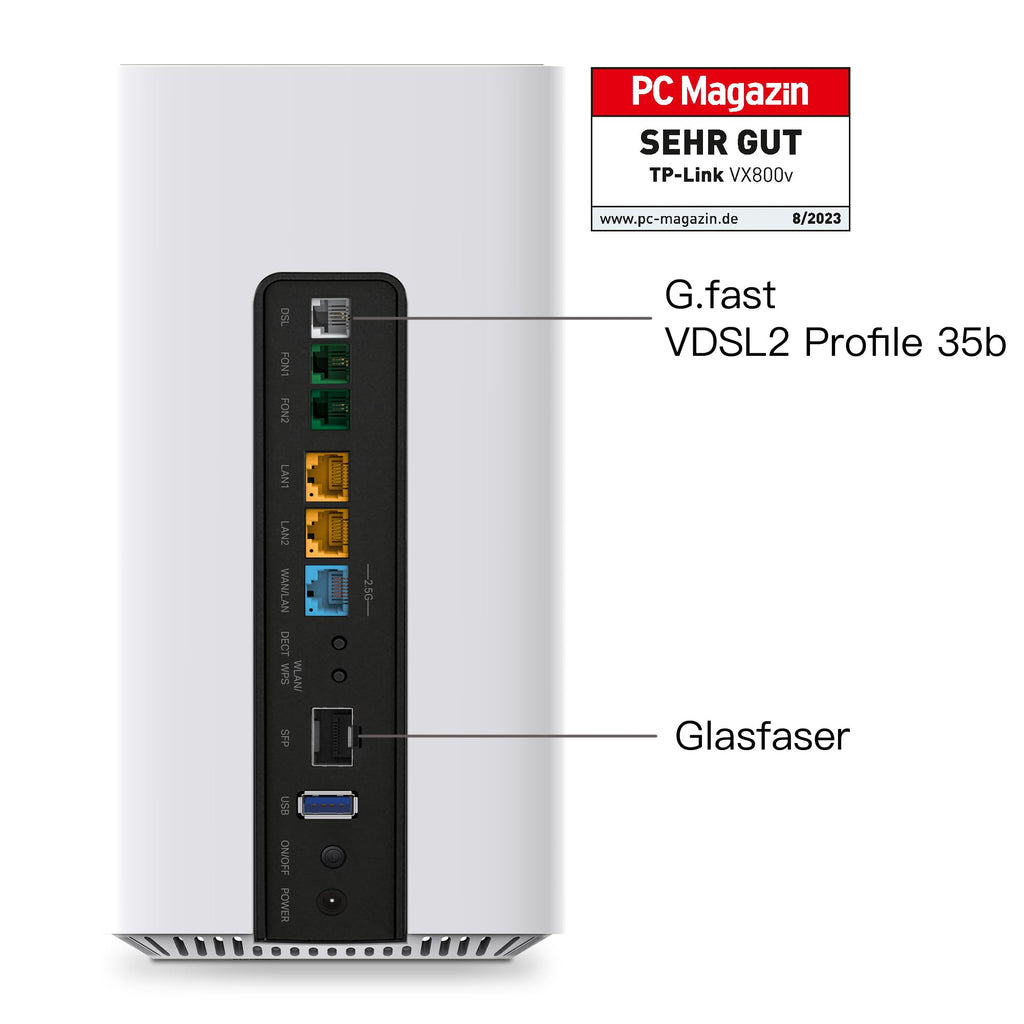 TP-Link VX800 V – Wi-Fi 6 VDSL Modem Router AX6000 mit 2.5G WAN & DECT – Produktansicht 6