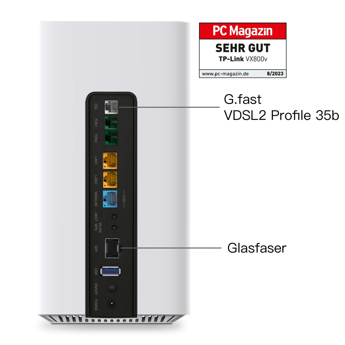 TP-Link VX800 V – Wi-Fi 6 VDSL Modem Router AX6000 mit 2.5G WAN & DECT – Produktansicht 6