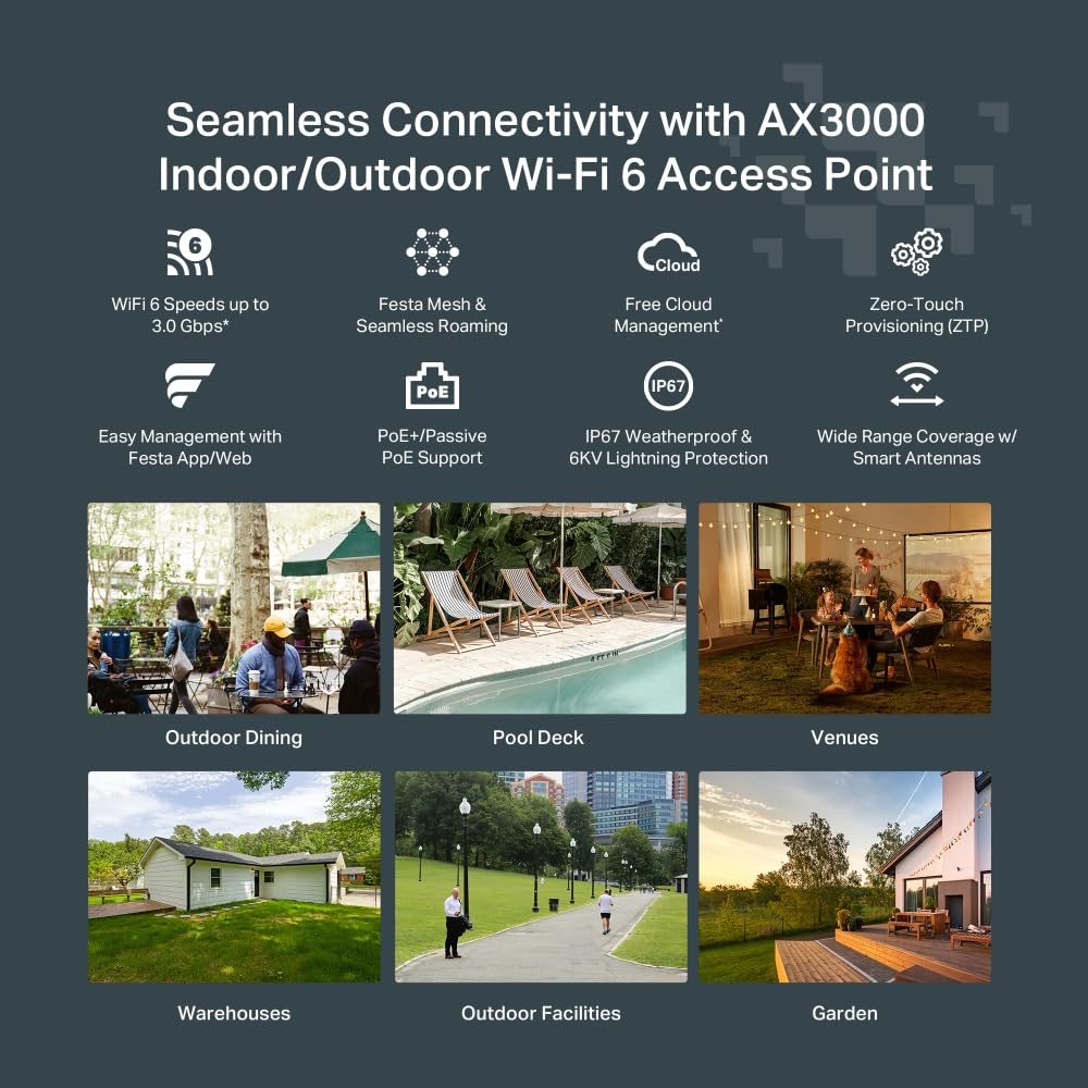 TP-Link Festa F65 Outdoor WiFi 6 Access Point AX3000 – Cloud-Management, PoE, IP67 Wetterfest – Produktansicht 10