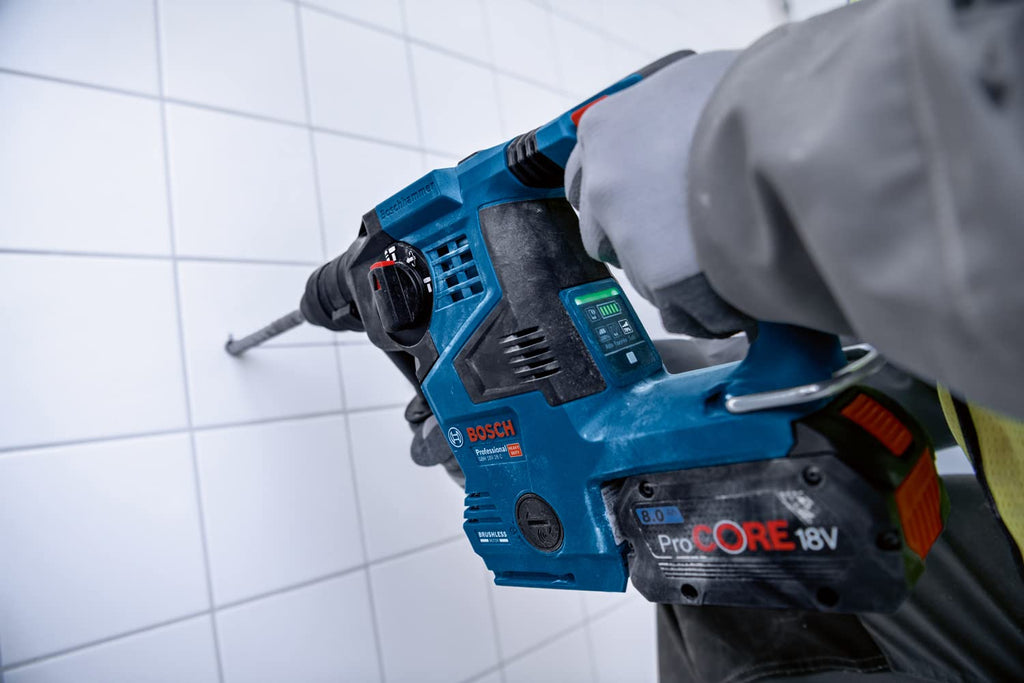 Bosch PRO 18 V System Akku Bohrhammer GBH 18 V-28 C (inkl. Zusatzhandgriff, Fetttube, Einlage, L-BOXX, ohne Akku/Ladegerät) –