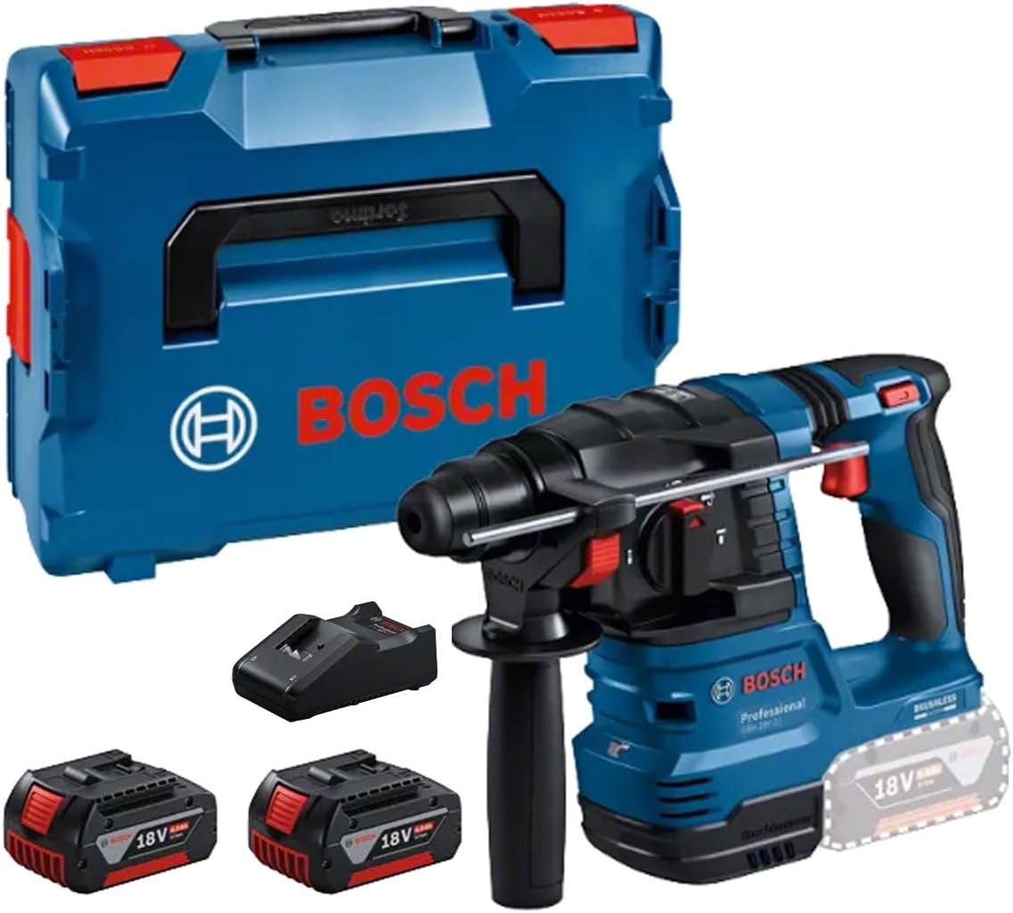 Bosch Professional 18 V System Akku Bohrhammer GBH 18 V-22 (mit SDS plus, inkl. 2x 4,0 Ah Akku, Schnellladegerät GAL 18 V-40,