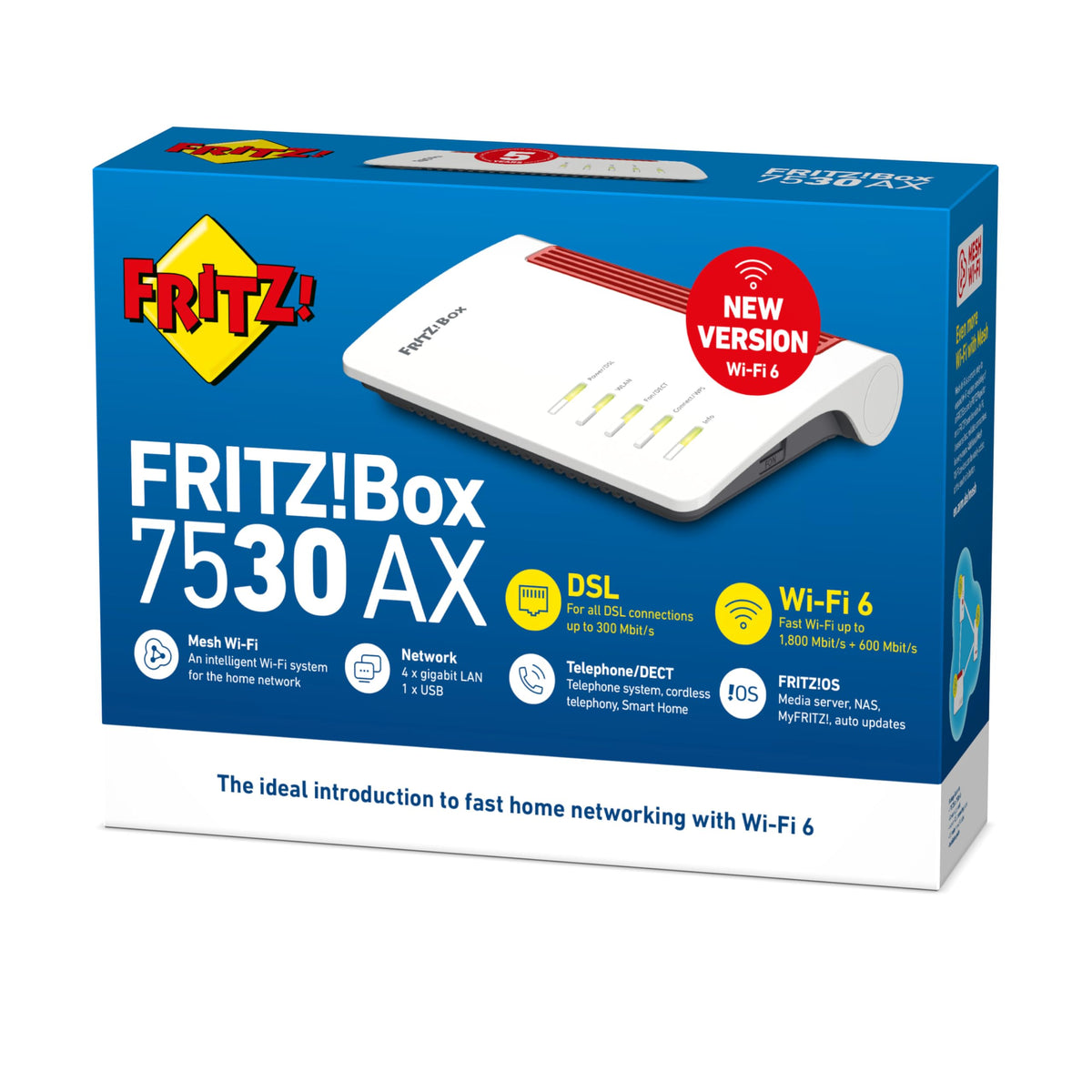 FRITZ! Box 7530 AX International – Wi-Fi 6 DSL Router mit Mesh & DECT-Basis – Produktansicht 4
