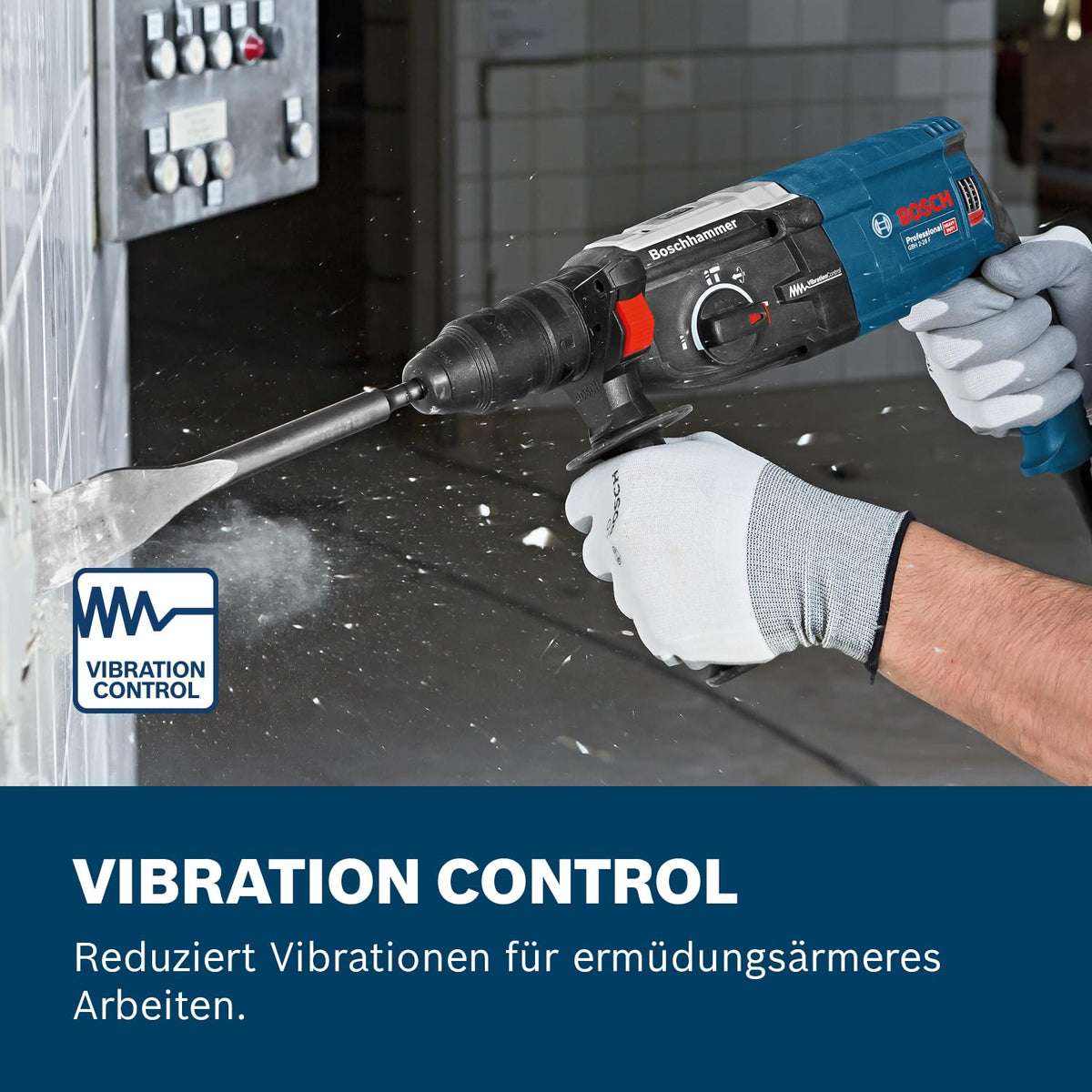 Bosch PRO Bohrhammer GBH 2-28 F (inkl. Zusatzhandgriff, Tiefenanschlag 210 mm, Maschinentuch, Schnellwechselbohrfutter, Wechs
