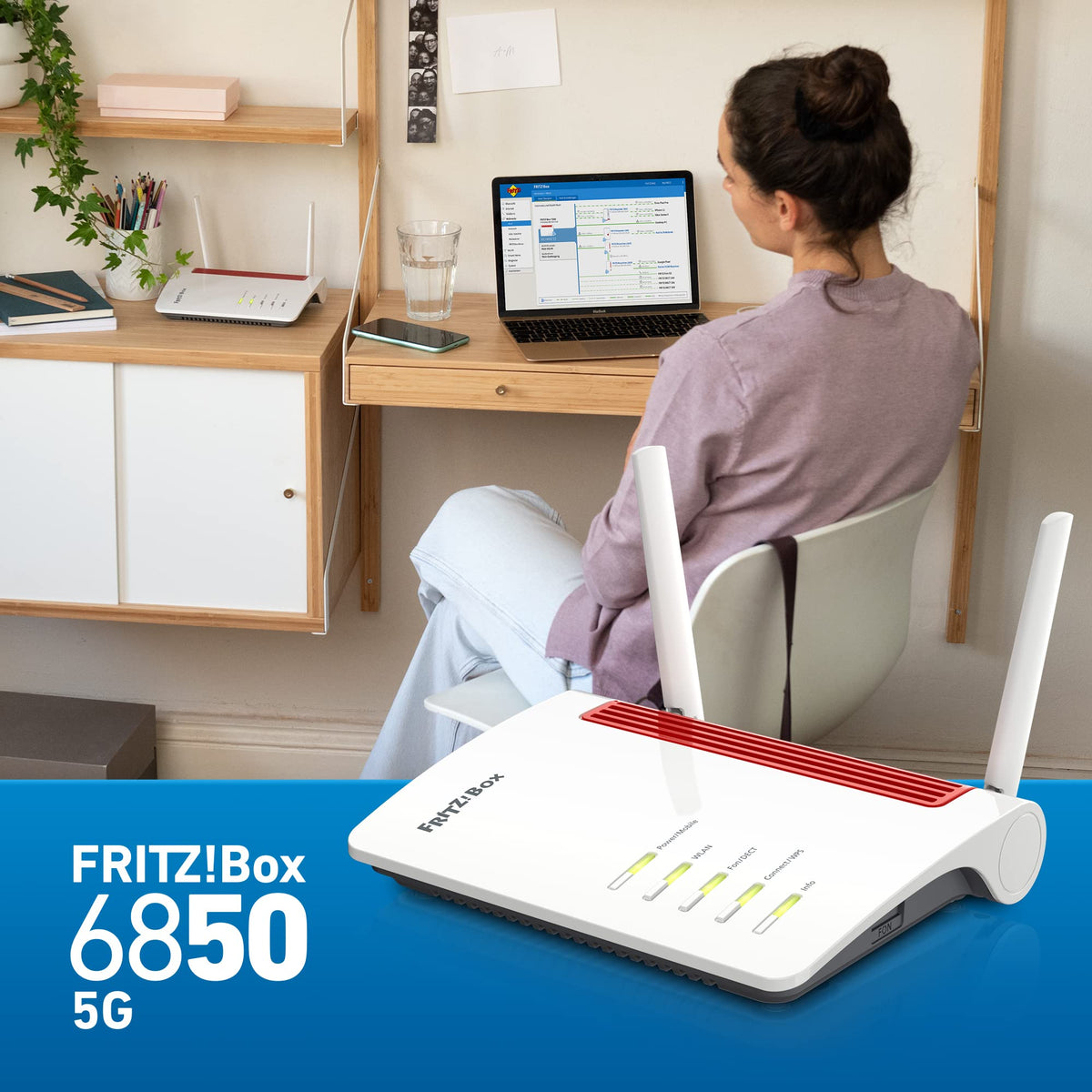 FRITZ! Box 6850 5G – LTE/5G Router mit WLAN AC+N & DECT-Basis – Produktansicht 4