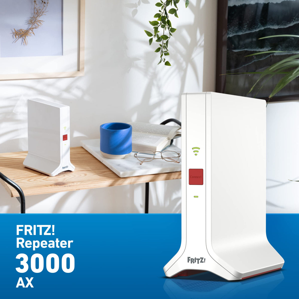 FRITZ!Repeater 3000 AX – WiFi 6 Tri-Band Repeater, bis zu 4200 MBit/s – Produktansicht 3