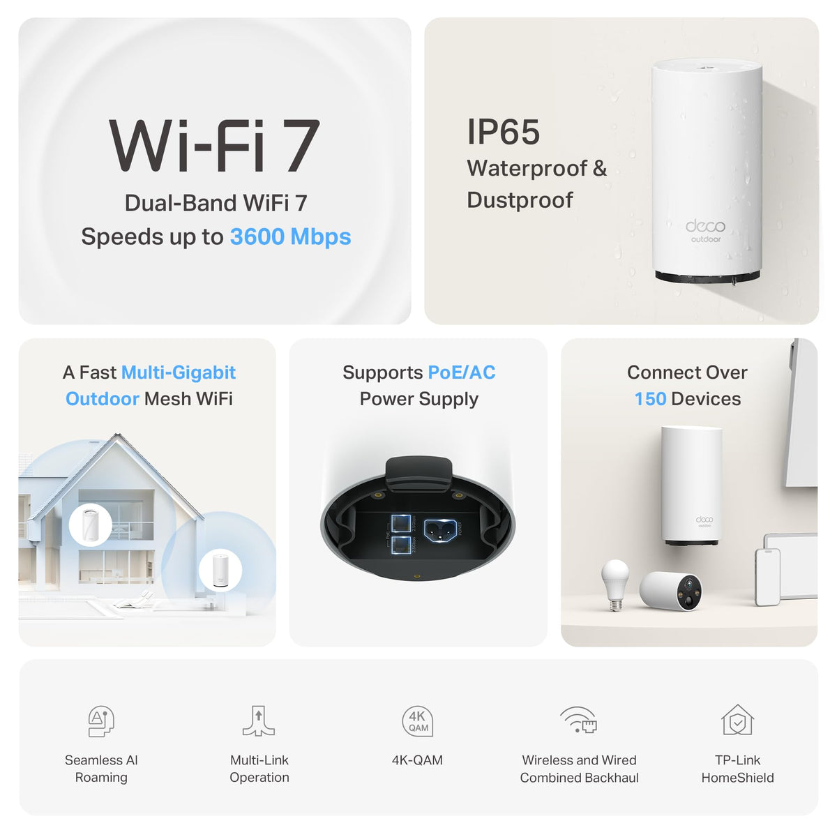 TP-Link Deco BE25 Outdoor WiFi 7 Router – Dual-Band, 2× 2.5G Ports, PoE/AC-Stromversorgung – Produktansicht 9