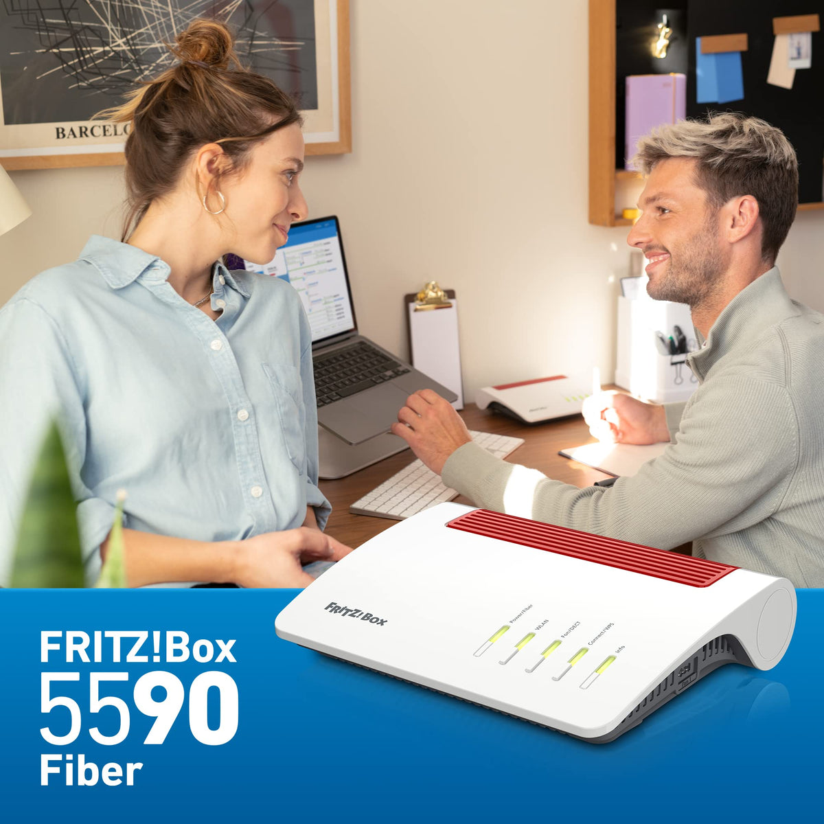 FRITZ! Box 5590 Fiber – Glasfaser-Router mit Wi-Fi 6, Mesh & 2.5G LAN-Port – Produktansicht 4