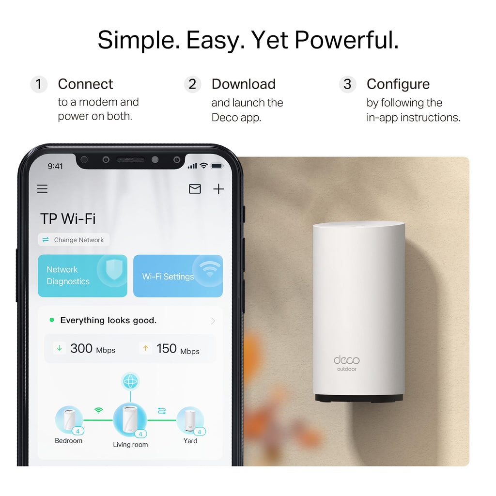 TP-Link Deco BE25 Outdoor WiFi 7 Router – Dual-Band, 2× 2.5G Ports, PoE/AC-Stromversorgung – Produktansicht 3