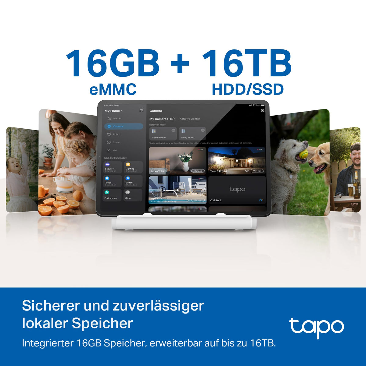 TP-Link Tapo H500 HomeBase – Smart Hub mit 16GB Speicher, erweiterbar auf 16TB – Produktansicht 3