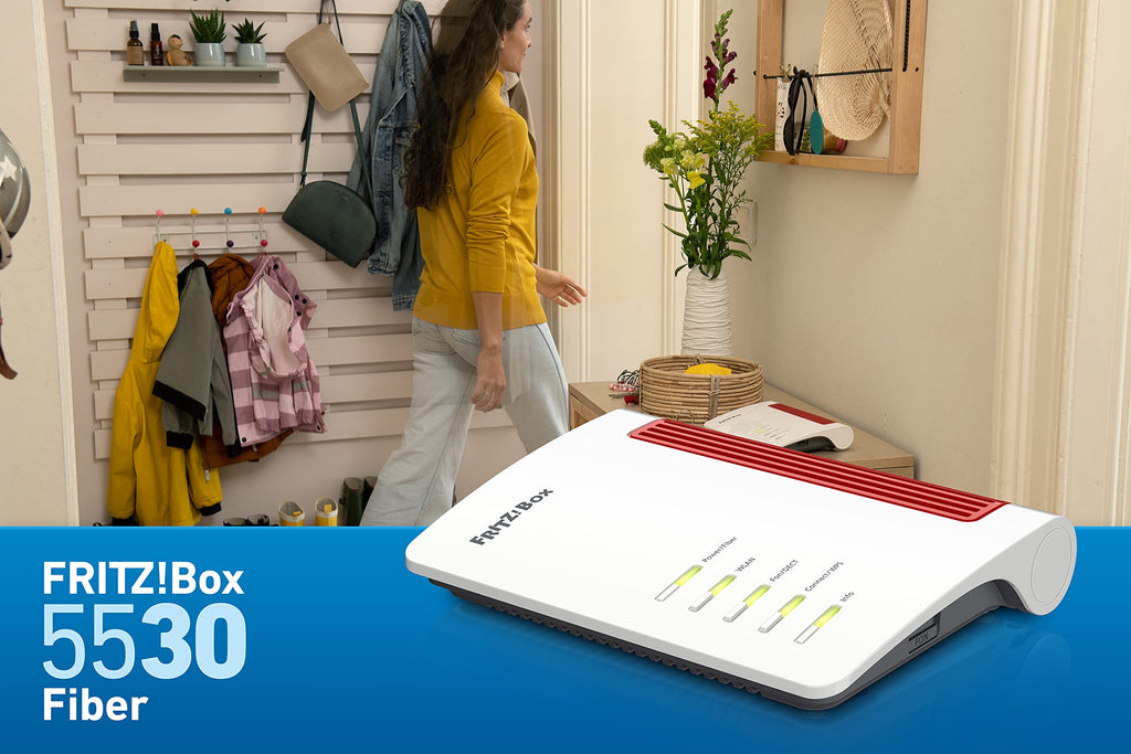 FRITZ! Box 5530 Fiber – WiFi 6 Router mit integriertem Glasfasermodem, bis zu 3 Gbit/s – Produktansicht 3