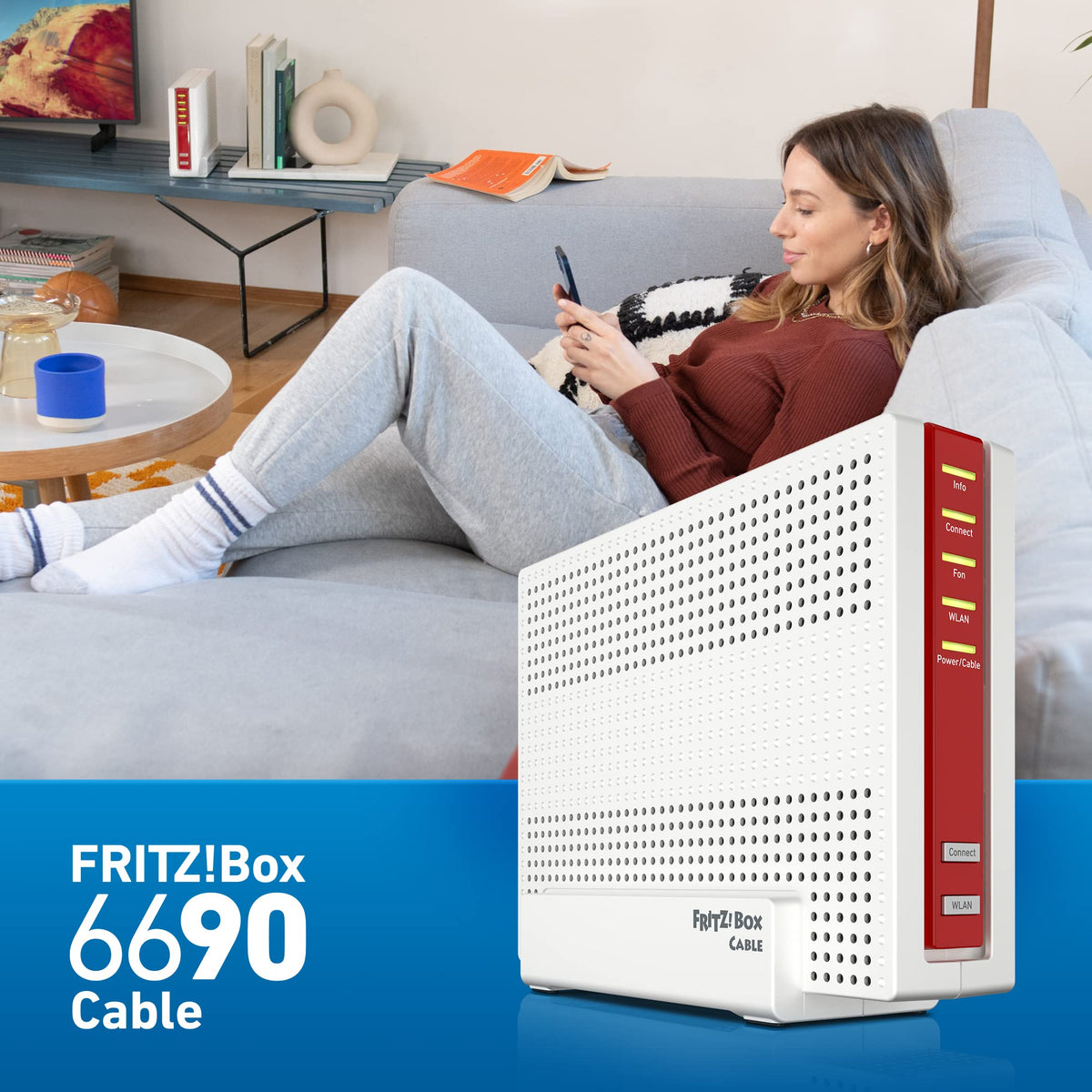 FRITZ! Box 6690 Cable – DOCSIS 3.1 Kabelrouter mit Wi-Fi 6 & 2.5G LAN – Produktansicht 4