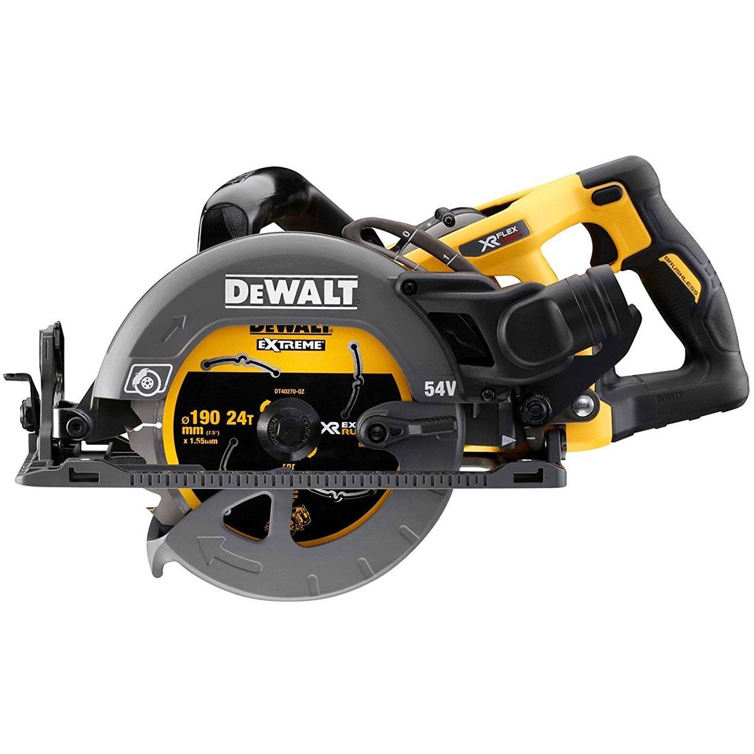DeWalt DCS577T2-GB 54 V XR FLEXVOLT Hochleistungs 190 mm Handkreissäge inkl. 2x DCB546 Akkus – Produktansicht 3