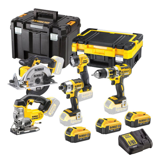 DeWalt DCK550M3T-GB 18 V XR 5 teilig Akku Tool Kit inkl. 3x 4,0 Ah Akkus – Produktansicht 1