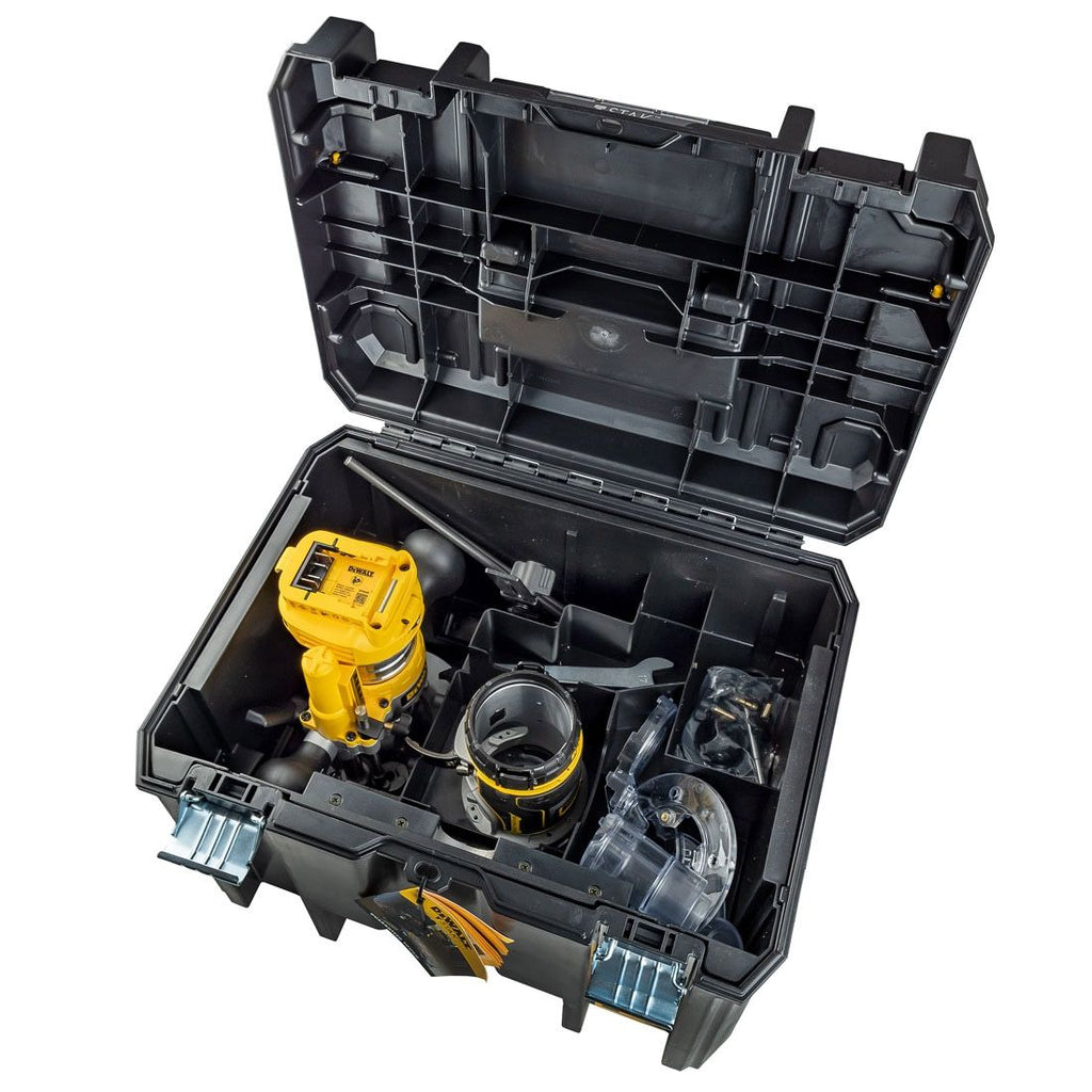 DeWalt DCW604NT-XJ 18 V XR bürstenlos 1/4" Router ohne Akku und Ladegerät in TSTAK-Koffer – Produktansicht 4