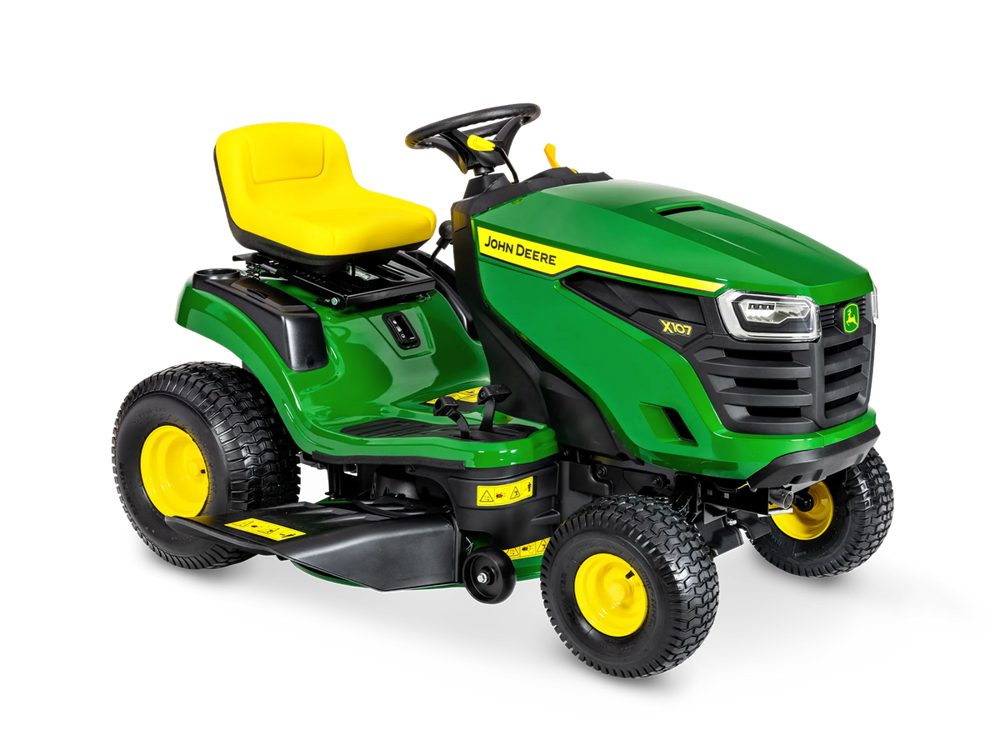 John Deere X107 Rasentraktor mit 107 cm Mähdeck – Produktansicht 4