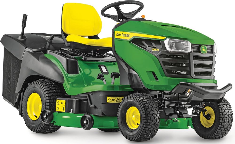 John Deere X167R Rasentraktor mit 107 cm Mähdeck – Produktansicht 1