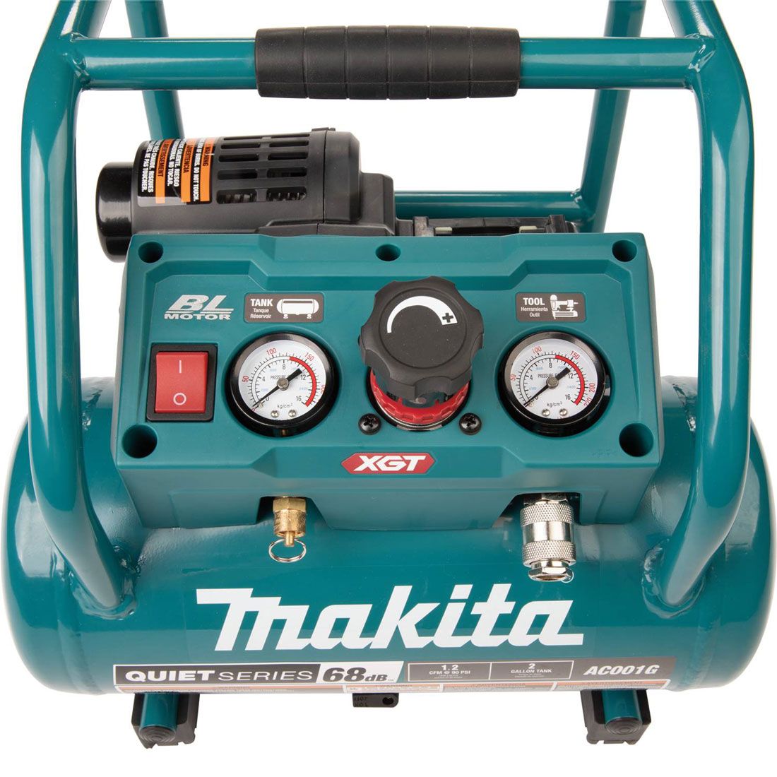 Makita AC001GZ 40 V Max XGT geräuscharme Serie bürstenlos 7.6L Luftkompressor ohne Akku und Ladegerät – Produktansicht 4