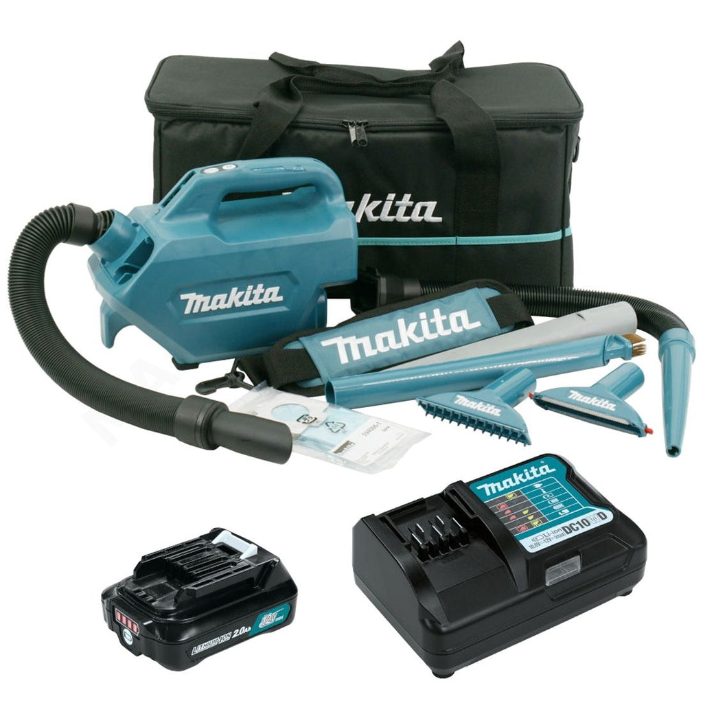 Makita CL121DWA 12 V Max CXT Staubsauger inkl. 1x 2,0 Ah Akku – Produktansicht 1