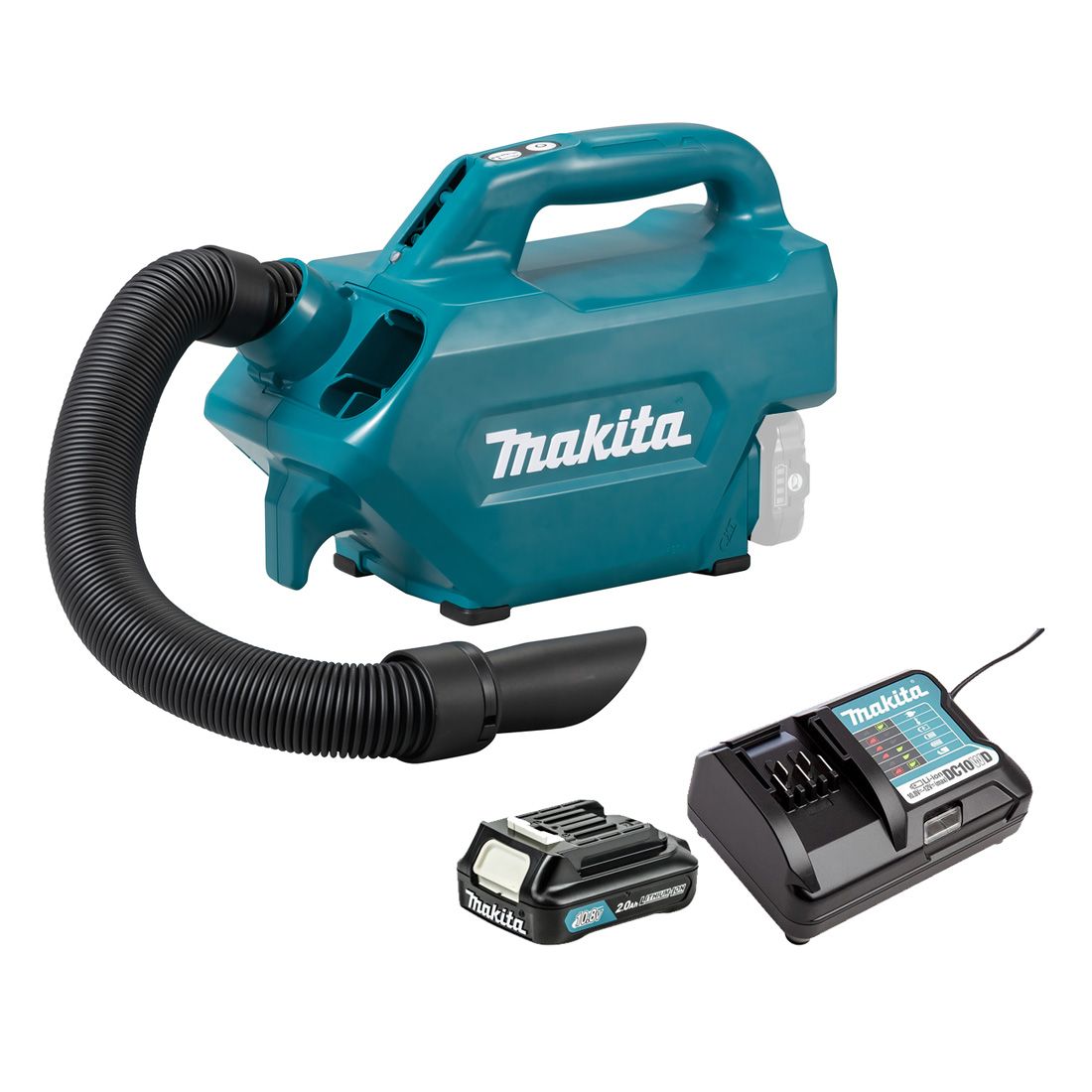 Makita CL121DWA 12 V Max CXT Staubsauger inkl. 1x 2,0 Ah Akku – Produktansicht 2