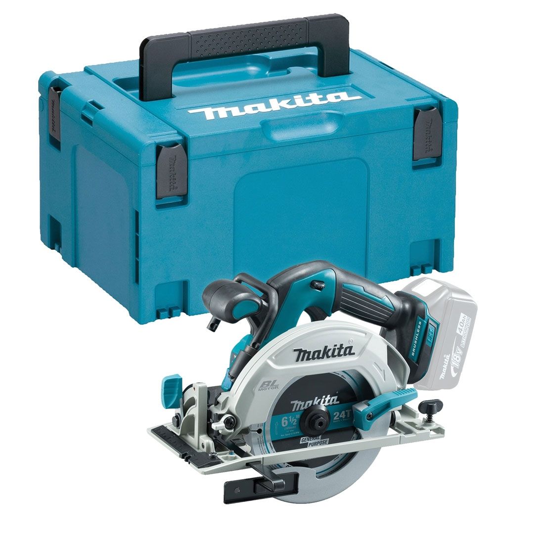 Makita DHS680ZJ 18 V LXT bürstenlos Handkreissäge 165 mm ohne Akku und Ladegerät im Makpac Transportkoffer – Produktansicht 2