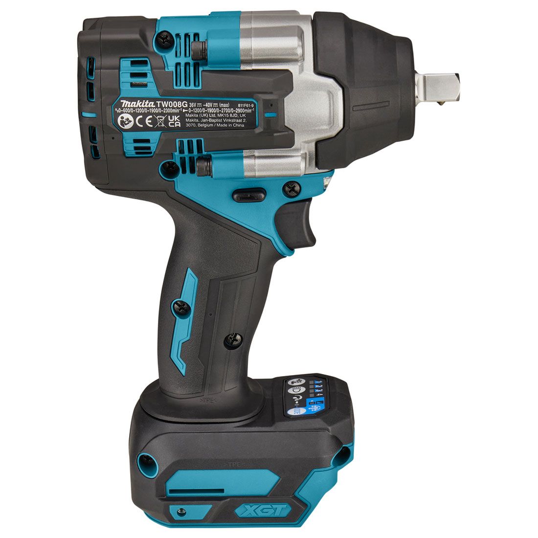 Makita TW008GD201 40 V Max XGT bürstenlos 1/2" Schlagschrauber inkl. 2x 2,5 Ah Akkus – Produktansicht 3