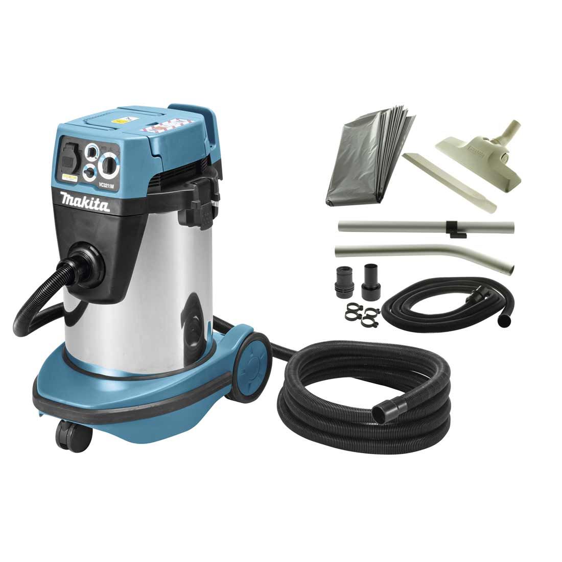 Makita VC3211MX1 Nass-/Trocken Staubklasse M 32 Liter Staubabsaugung – Produktansicht 1